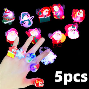 2024 Christmas LED Glow Ring Creative Ghost Skeleton Glow in the Dark Finger Ring Toy Lights Halloween Jewelry Party Gifts