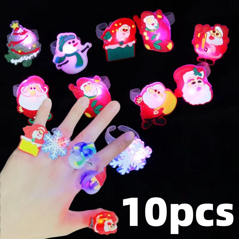 2024 Christmas LED Glow Ring Creative Ghost Skeleton Glow in the Dark Finger Ring Toy Lights Halloween Jewelry Party Gifts