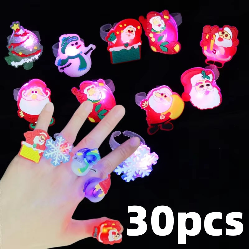 2024 Christmas LED Glow Ring Creative Ghost Skeleton Glow in the Dark Finger Ring Toy Lights Halloween Jewelry Party Gifts