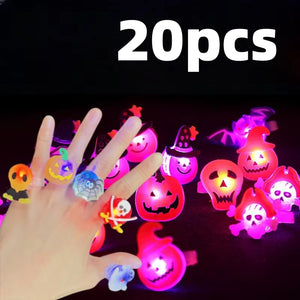 2024 Christmas LED Glow Ring Creative Ghost Skeleton Glow in the Dark Finger Ring Toy Lights Halloween Jewelry Party Gifts